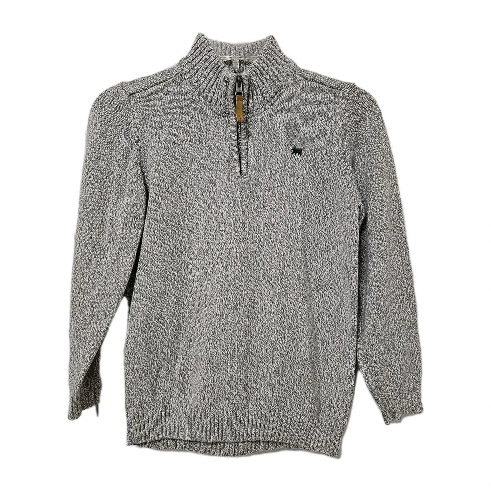 Carter's Sweater Boys 14 Gray Quarter Zip Mock Neck Cotton Marl Knit Pullover